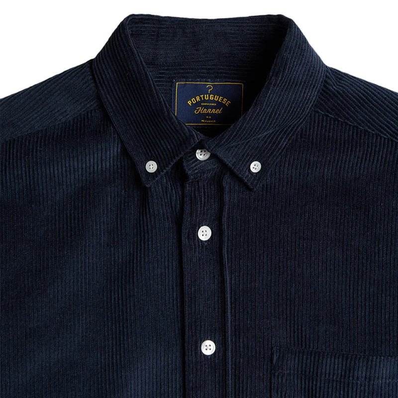 Portuguese Flannel Lobo Navy Cord Shirt Navy - Image 2