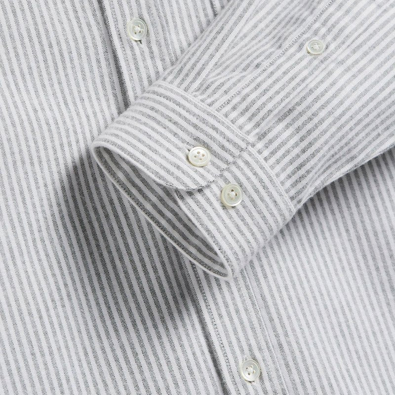 Portuguese Flannel Oxford Bengal Stripe Shirt Moss Green - Image 3