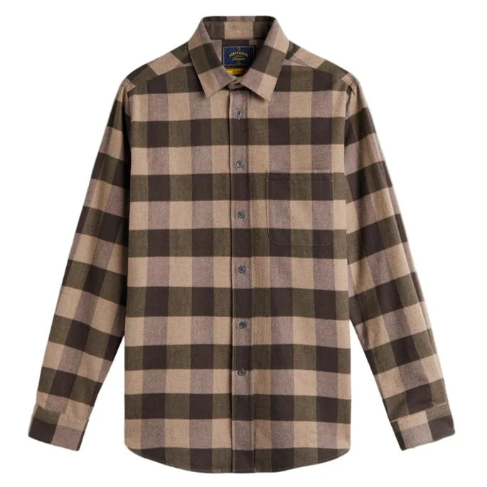 Portuguese Flannel Woody Check Shirt Olive / Sand