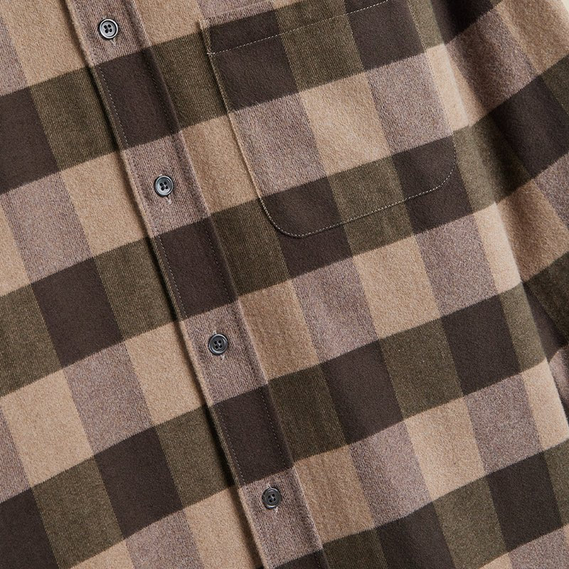 Portuguese Flannel Woody Check Shirt Olive / Sand - Image 4