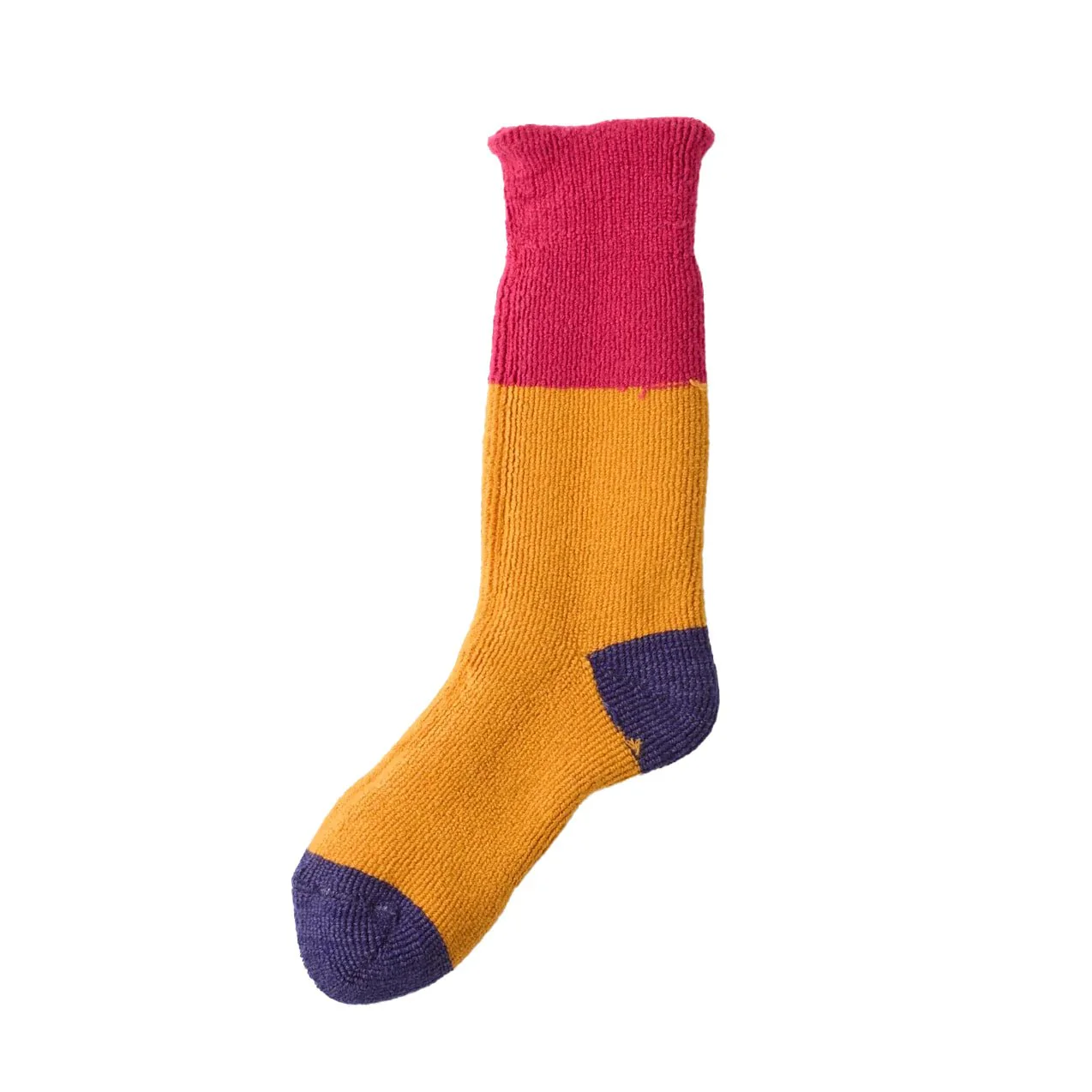 RoToTo Chunky Pile Boot Sock Pink / Orange