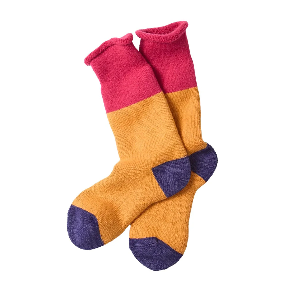 RoToTo Chunky Pile Boot Sock Pink / Orange - Image 2