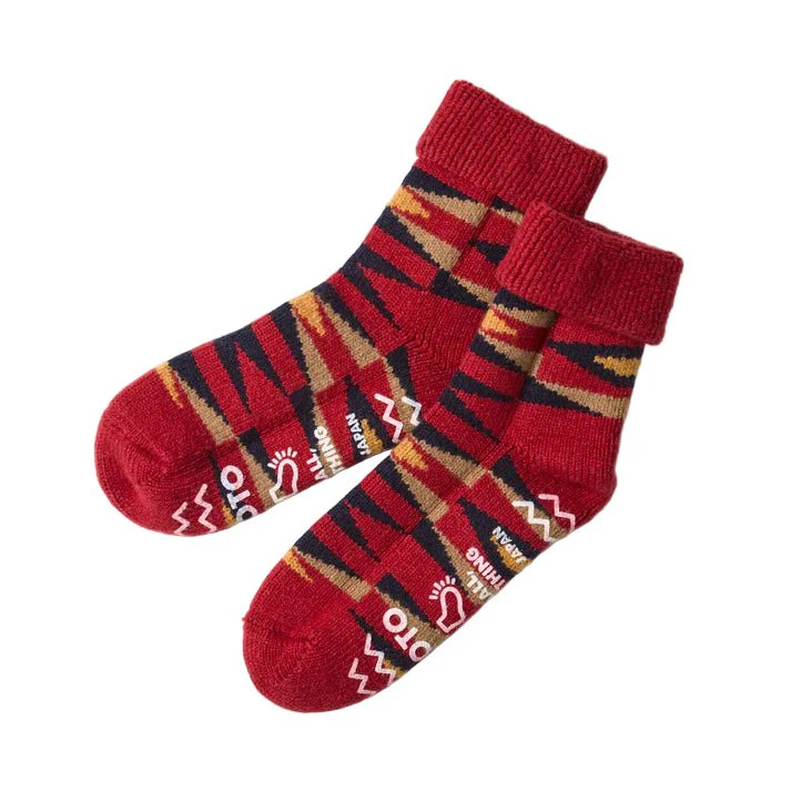 RoToTo Wool Native Room Socks Red - Image 2