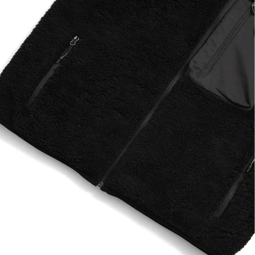 Taion Hi Neck Boa Fleece Vest Black x Black - Image 8