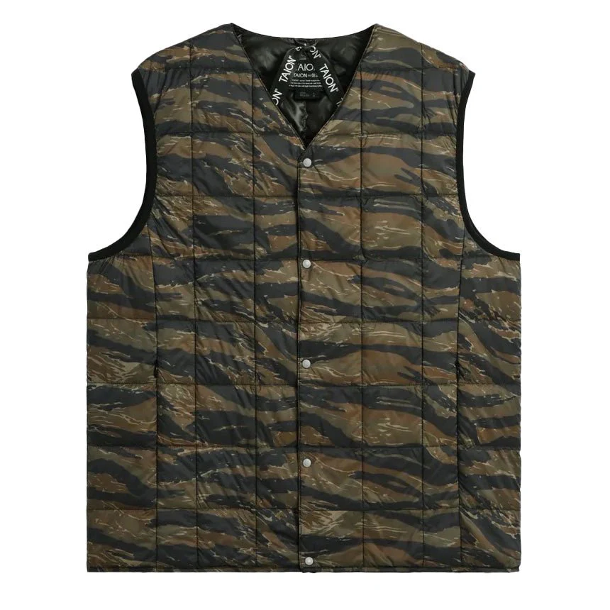 Taion V Neck Down Vest Tiger Stripe