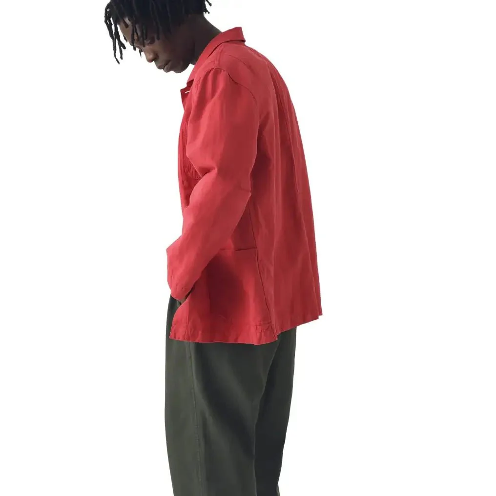 Toast Menswear Arlo Garment Dye Herringbone Jacket Cardinal - Image 3
