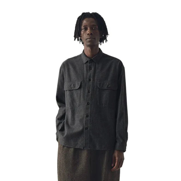 Toast Menswear Brushed Cotton Workwear Shirt Charcoal Grey