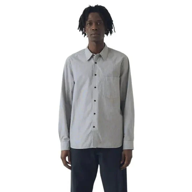 Toast Menswear Fine Stripe Cotton Shirt Ecru / Slate