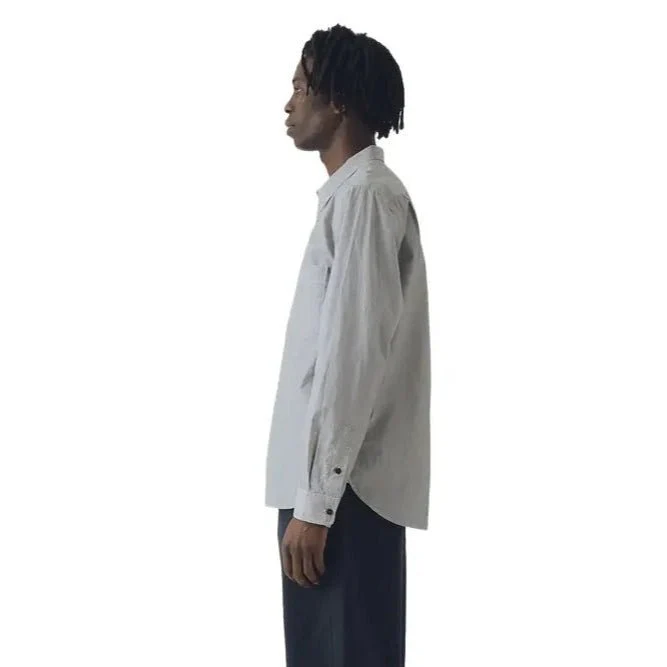 Toast Menswear Fine Stripe Cotton Shirt Ecru / Slate - Image 3
