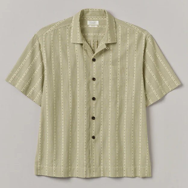 Toast Menswear Kite Stripe Cotton Shirt Olive - Image 2