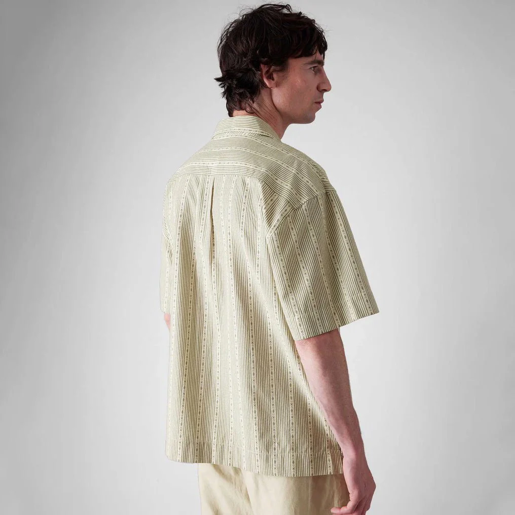Toast Menswear Kite Stripe Cotton Shirt Olive - Image 3