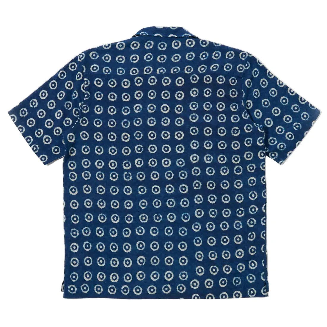 Universal Works Block Print Circles Camper Shirt Indigo - Image 4