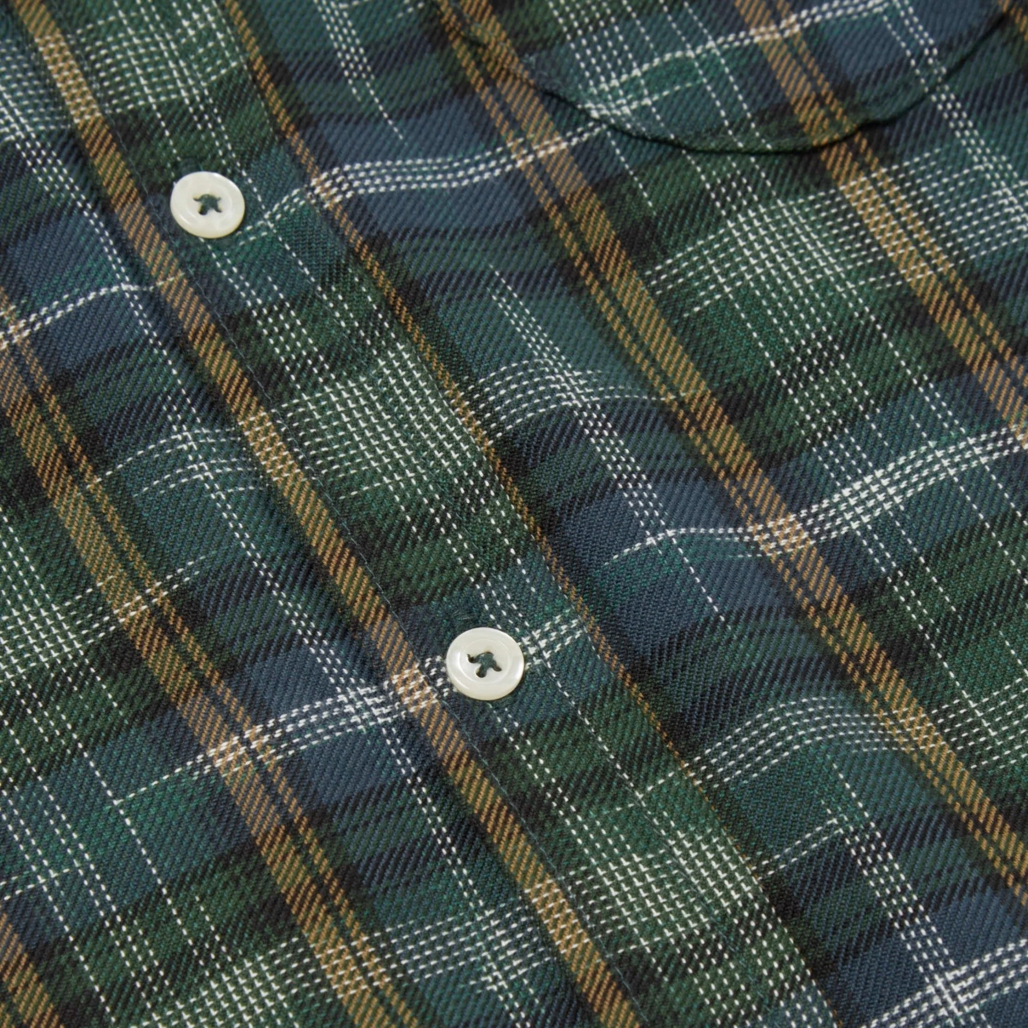 Universal Works Daybrook Shirt Ikat Twill Check Green - Image 3