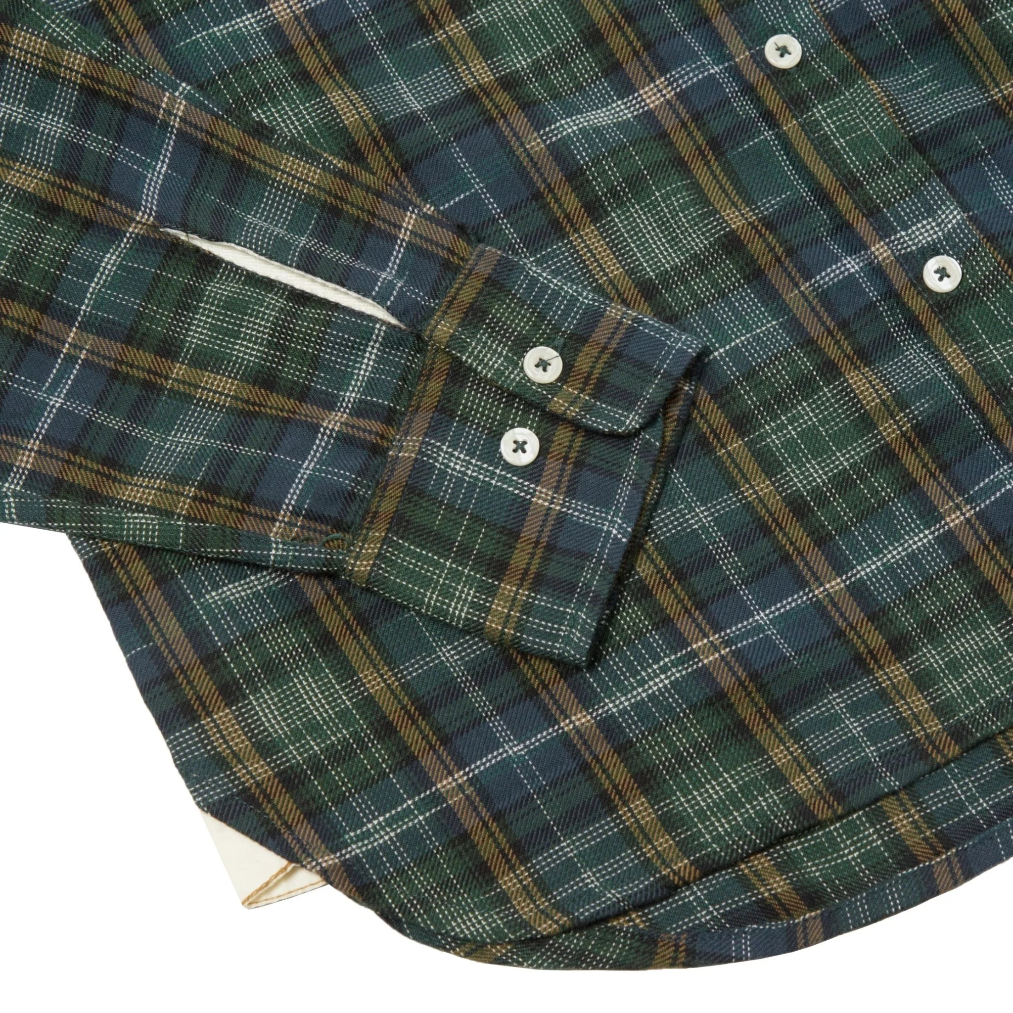 Universal Works Daybrook Shirt Ikat Twill Check Green - Image 4