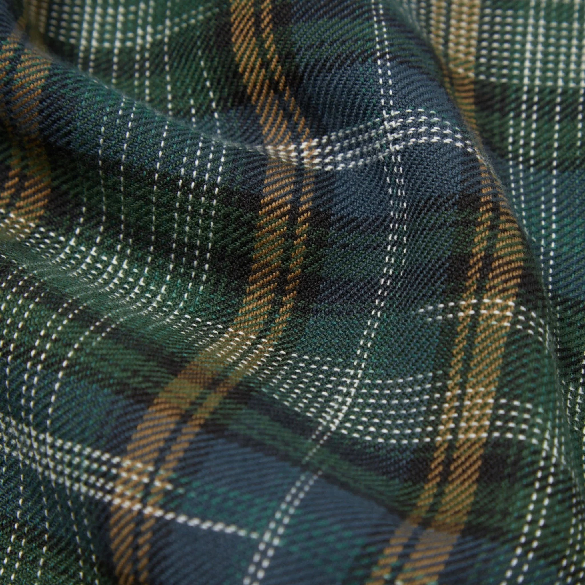 Universal Works Daybrook Shirt Ikat Twill Check Green - Image 5