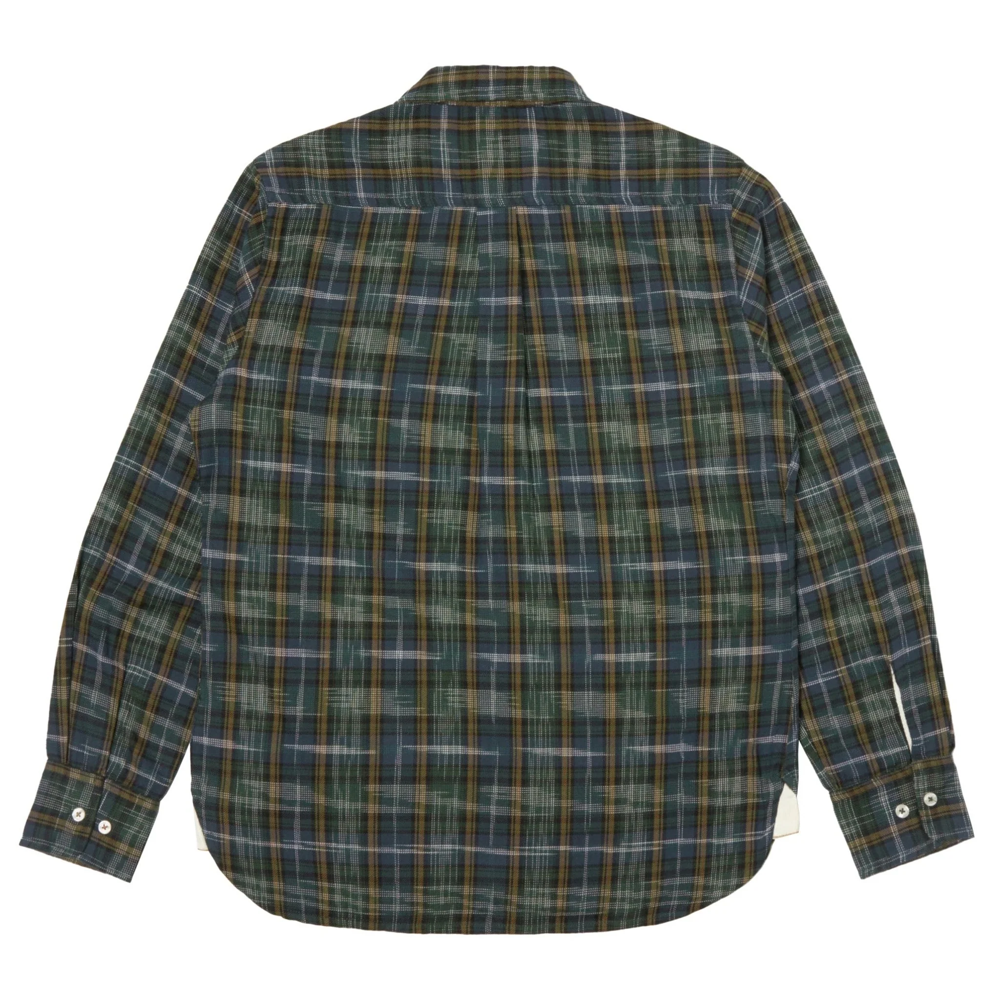 Universal Works Daybrook Shirt Ikat Twill Check Green - Image 6