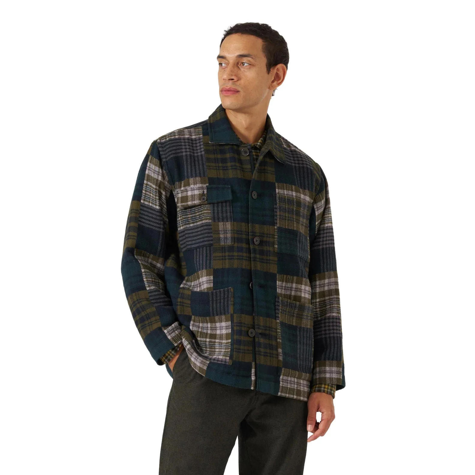 Universal Works Dockside Jacket Japanese Patchwork Green - Image 2