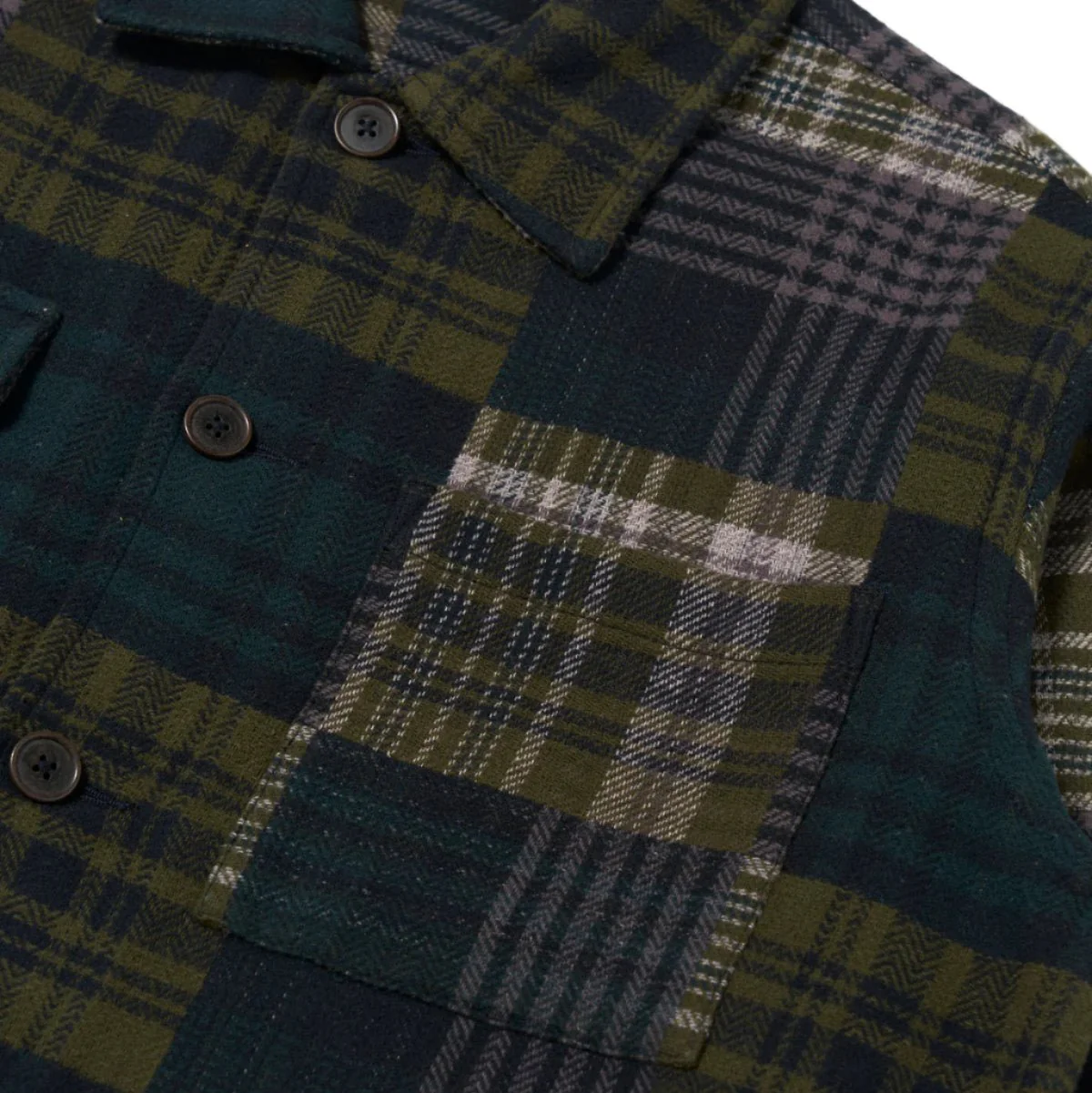 Universal Works Dockside Jacket Japanese Patchwork Green - Image 5