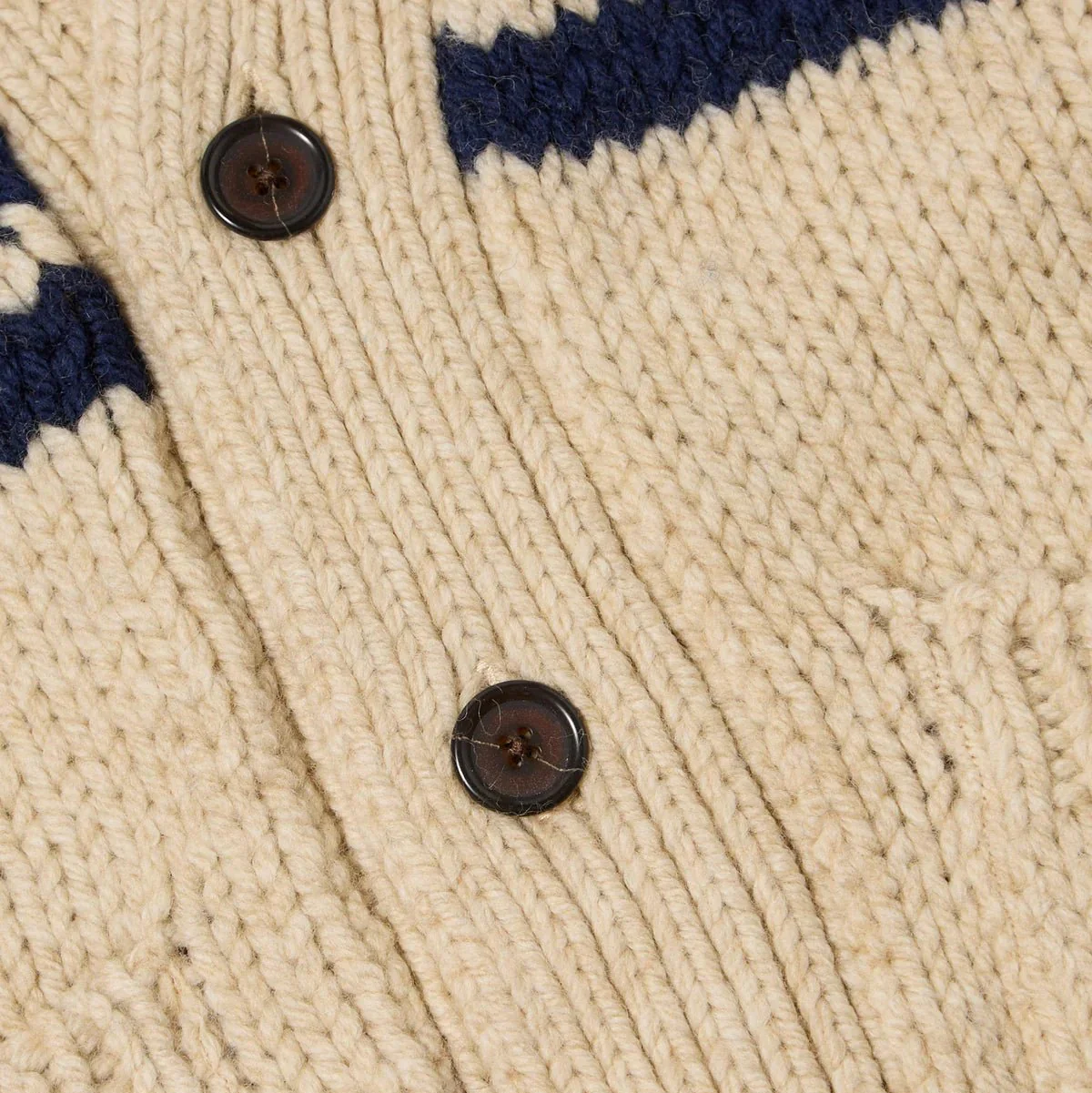 Universal Works Langdale Chunky Stripe Wool Cardigan Sand - Image 3