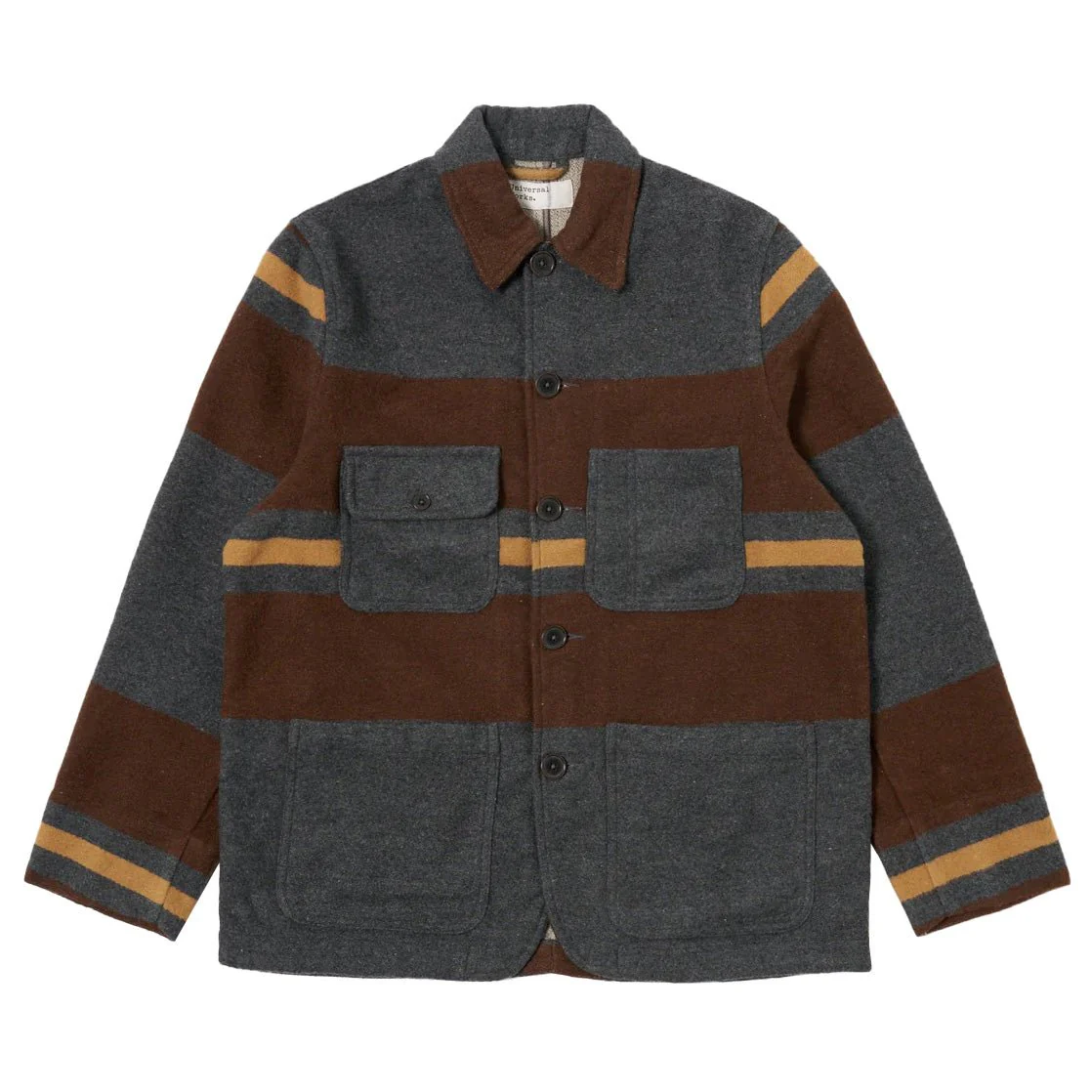 Universal Works Merchant Jacket Blanket Wool Mix Charcoal