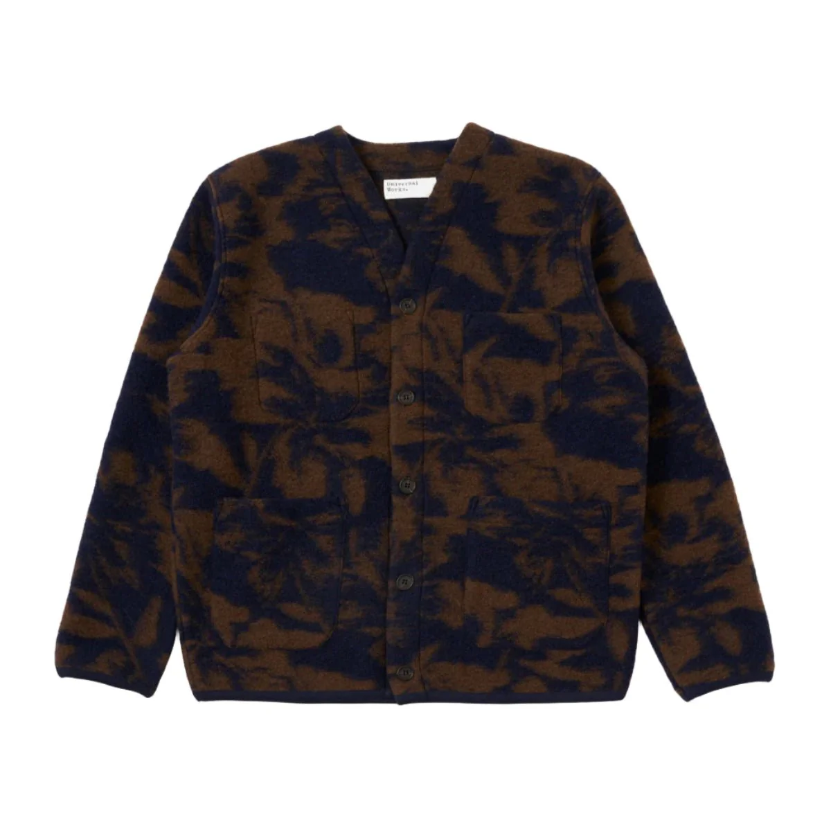 Universal Works Studio Fleece Cardigan Navy/Brown