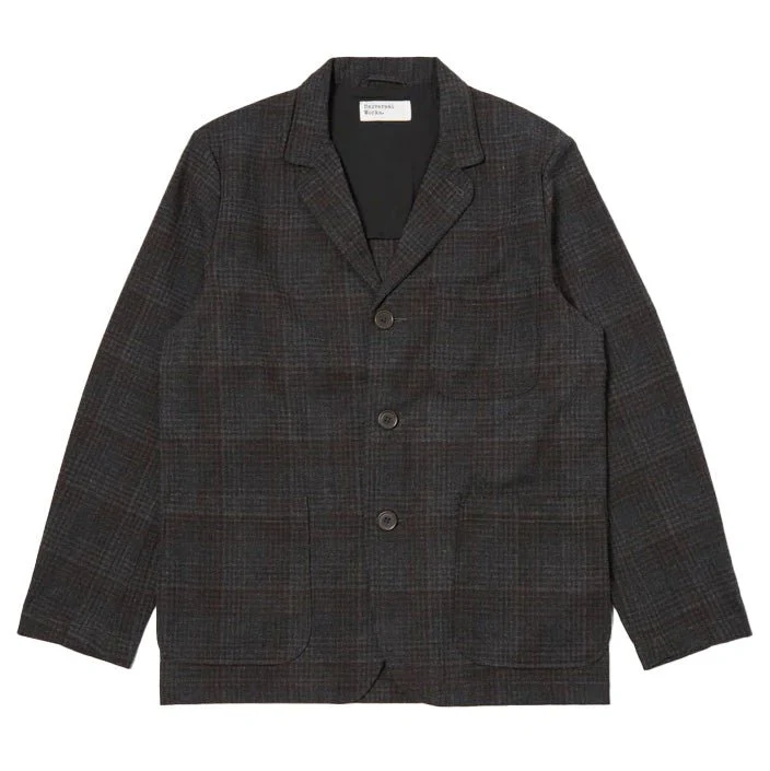 Universal Works Three Button Jacket Reuse Wool Blend Charcoal