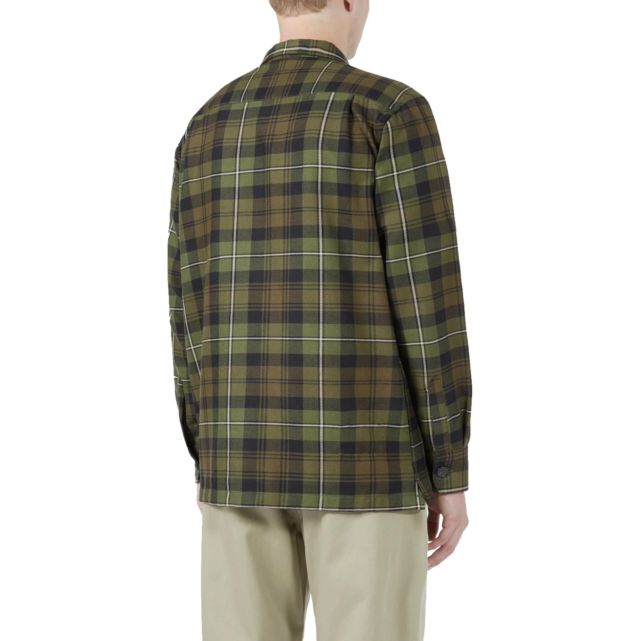 Universal Works Utility Shirt In Olive Moorland Check - Image 3