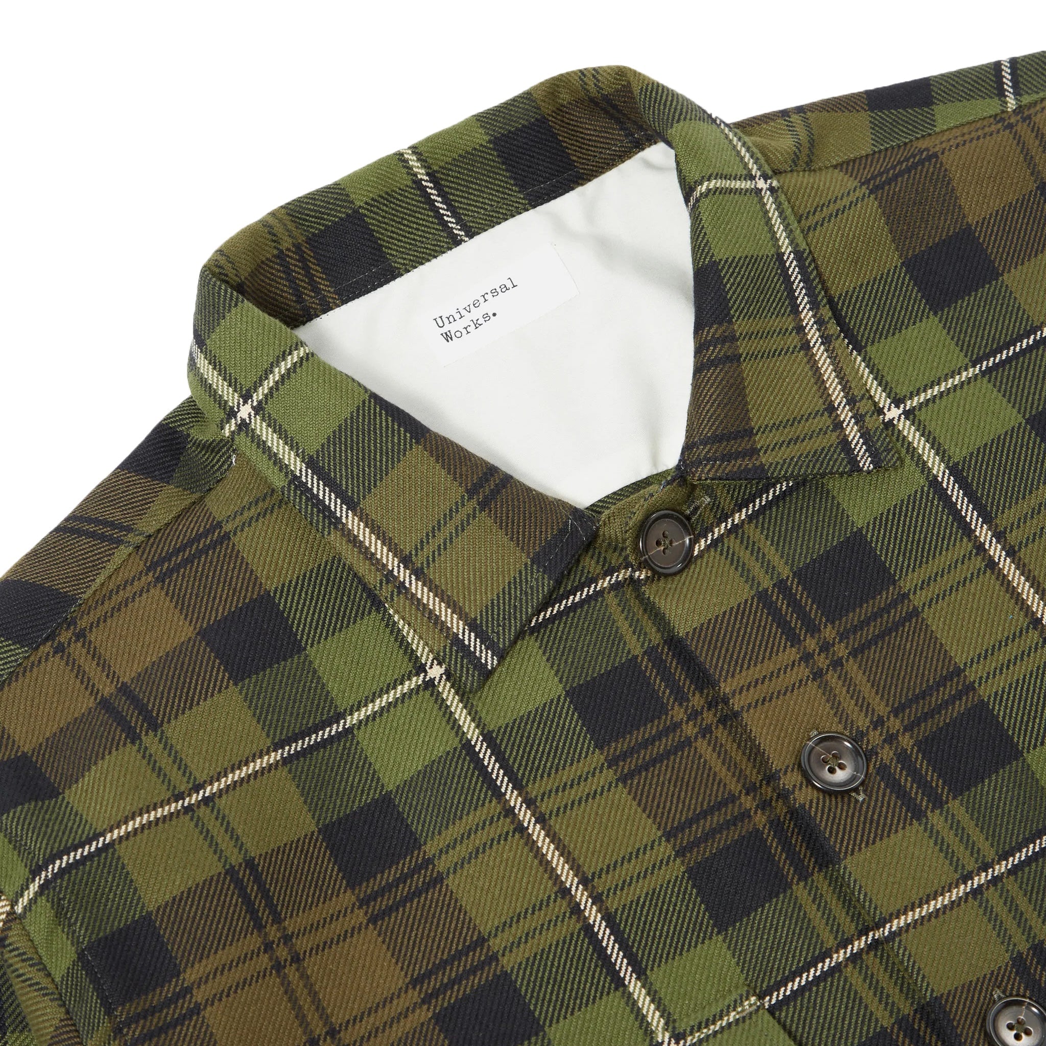 Universal Works Utility Shirt In Olive Moorland Check - Image 4
