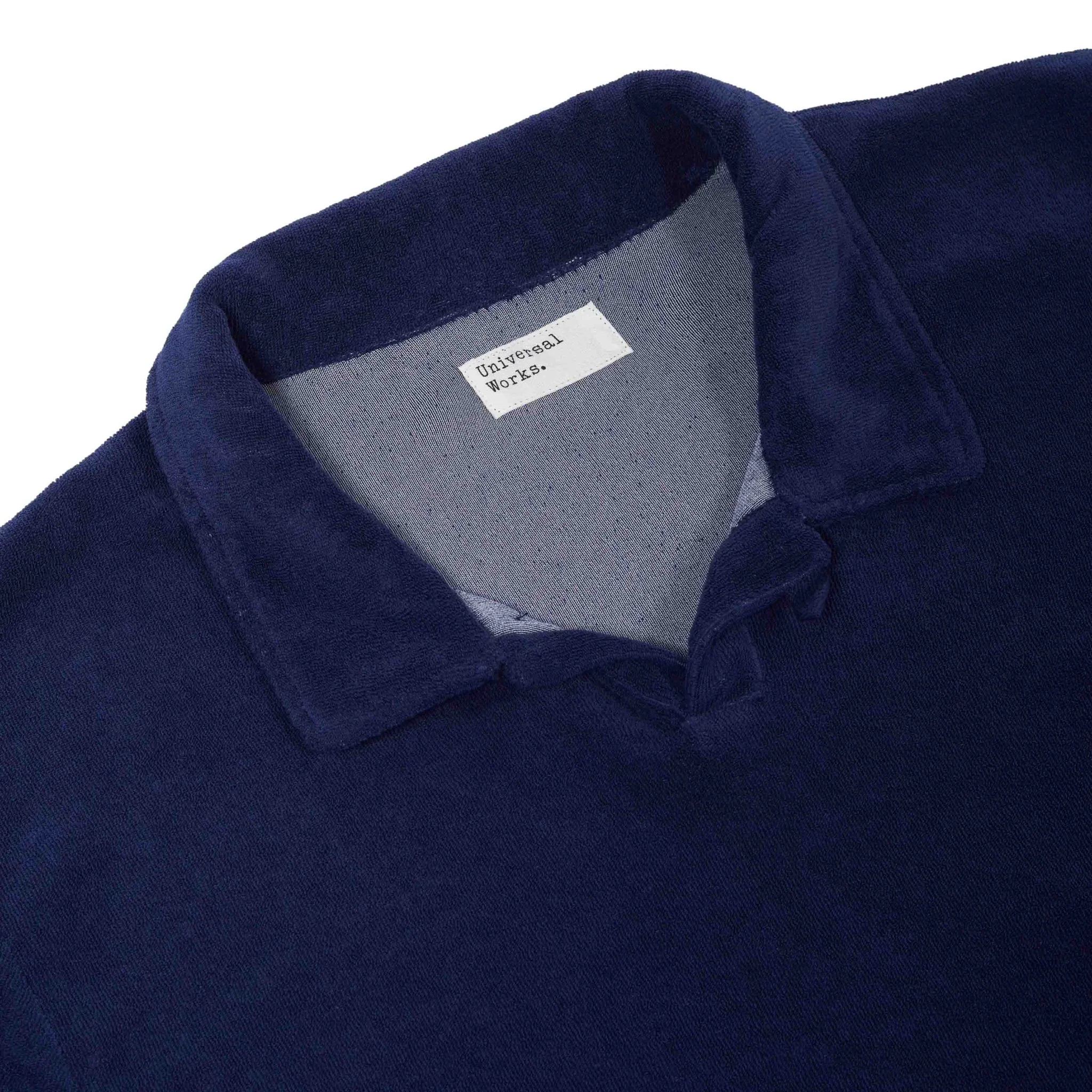 Universal Works Vacation Polo in Terry Fleece Ink Blue - Image 2